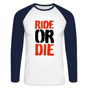 Ride or Die - T-shirt baseball manches longues Homme - blanc/marine - Devant - Nik (191cm)