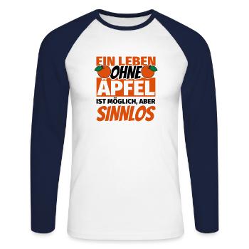 Apple gift funny saying apples - Unisex Long Sleeve Baseball T-Shirt - white/navy - Front - Nik (191cm)