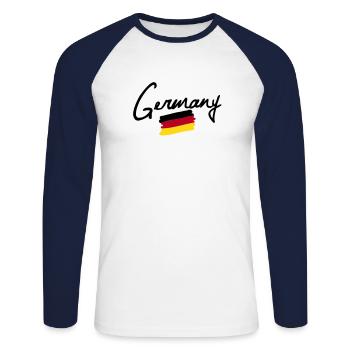 germany - T-shirt baseball manches longues Homme - blanc/marine - Devant - Nik (191cm)
