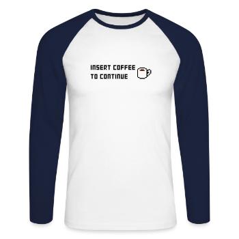 Kaffee Lebenselexier - Kaffee Rein weitermachen - Unisex Baseballshirt langarm - Weiß/Navy - Vorne - Nik (191cm)