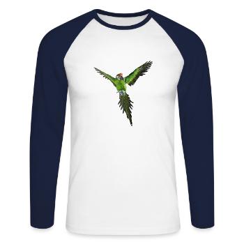 papagei vert ara oiseau - T-shirt baseball manches longues Homme - blanc/marine - Devant - Nik (191cm)