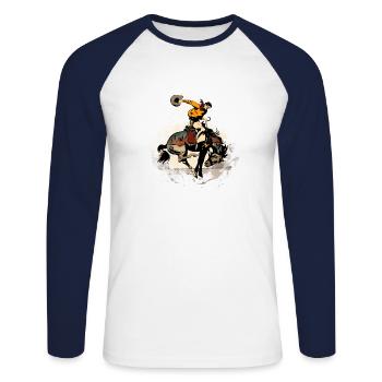 Western Rodeo - Unisex Long Sleeve Baseball T-Shirt - white/navy - Front - Nik (191cm)