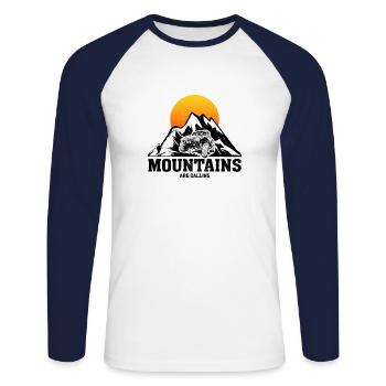 Mountains Are Calling - Unisex Long Sleeve Baseball T-Shirt - white/navy - Front - Nik (191cm)