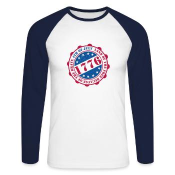 4th of July Stamp - Unisex Long Sleeve Baseball T-Shirt - white/navy - Front - Nik (191cm)
