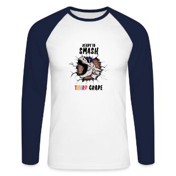Ready To Smash Third Grade - Unisex Long Sleeve Baseball T-Shirt - white/navy - Front - Nik (191cm)