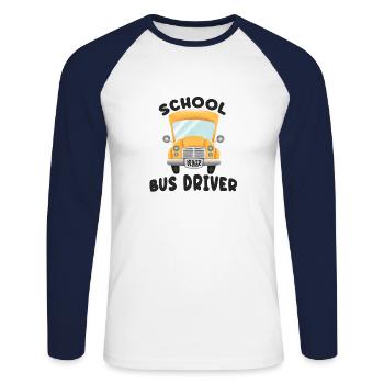School Bus Driver - Unisex Long Sleeve Baseball T-Shirt - white/navy - Front - Nik (191cm)