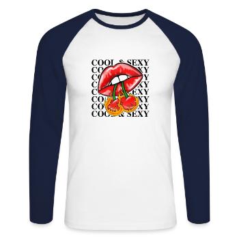 Cool & Sexy - Unisex Long Sleeve Baseball T-Shirt - white/navy - Front - Nik (191cm)