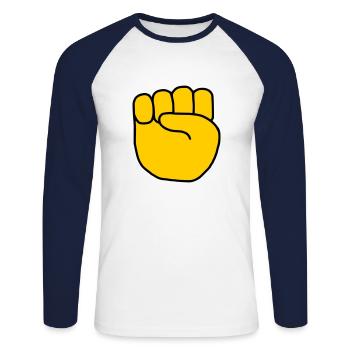 Emoji Fist Sketch Couleur - T-shirt baseball manches longues Homme - blanc/marine - Devant - Nik (191cm)
