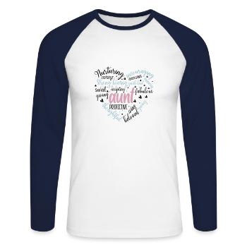 Mother's Day Heart 3 - Unisex Long Sleeve Baseball T-Shirt - white/navy - Front - Nik (191cm)