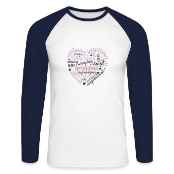 Mother's Day Heart 5 - Unisex Long Sleeve Baseball T-Shirt - white/navy - Front - Nik (191cm)