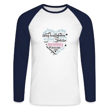 Mother's Day Heart 2 - Unisex Long Sleeve Baseball T-Shirt - white/navy - Front - Nik (191cm)