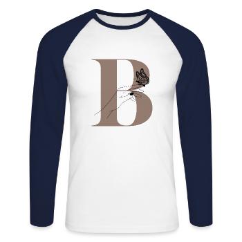 Letter B Magic butterfly - Unisex Long Sleeve Baseball T-Shirt - white/navy - Front - Nik (191cm)