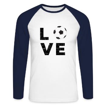 Liebe zum Fußball - Unisex Baseballshirt langarm - Weiß/Navy - Vorne - Nik (191cm)