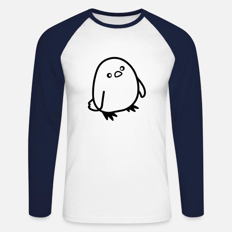 Pinguin - Unisex Baseballshirt langarm - Weiß/Navy