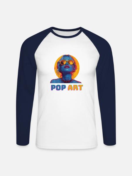 Pop Art - Unisex Baseballshirt langarm - Weiß/Navy