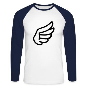 Angel Wings - Unisex Long Sleeve Baseball T-Shirt - white/navy - Front - Nik (191cm)