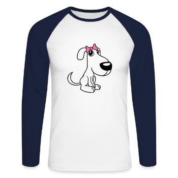chien assis petit jolie dame arc femelle - T-shirt baseball manches longues Homme - blanc/marine - Devant - Nik (191cm)