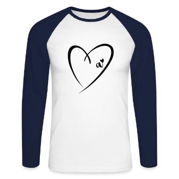 Small Letter A Heart - Unisex Long Sleeve Baseball T-Shirt - white/navy - Front - Nik (191cm)