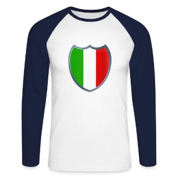Italy (Italien_Wappen) - Unisex Baseballshirt langarm - Weiß/Navy - Vorne - Nik (191cm)