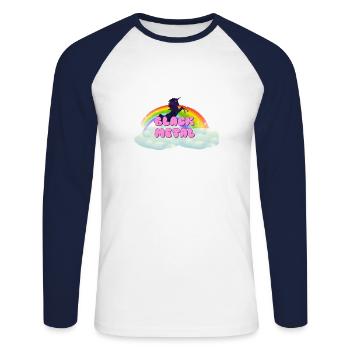 Black Metal Rainbow Unicorn - Unisex Long Sleeve Baseball T-Shirt - white/navy - Front - Nik (191cm)