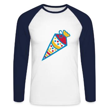 School cone - Unisex Long Sleeve Baseball T-Shirt - white/navy - Front - Nik (191cm)