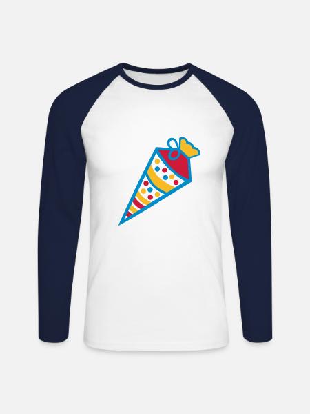 School cone - Unisex Long Sleeve Baseball T-Shirt - white/navy