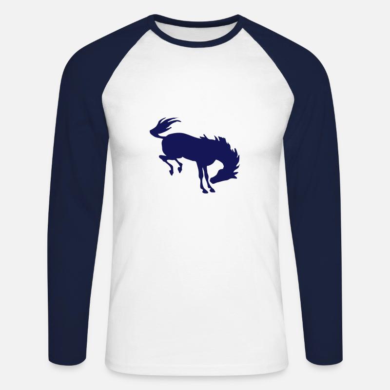 Bockendes Pferd - Unisex Baseballshirt langarm - Weiß/Navy