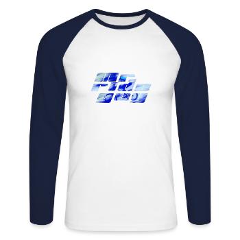 mr ride guy blue - Unisex Baseballshirt langarm - Weiß/Navy - Vorne - Nik (191cm)