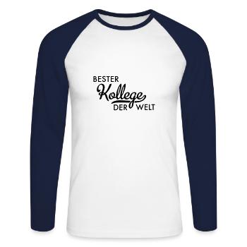 bester kollege - Unisex Baseballshirt langarm - Weiß/Navy - Vorne - Nik (191cm)