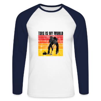 Curling is my world Curler Eisstockschießen - Unisex Long Sleeve Baseball T-Shirt - white/navy - Front - Nik (191cm)