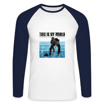 Curling is my world Curler Eisstockschießen - Unisex Long Sleeve Baseball T-Shirt - white/navy - Front - Nik (191cm)