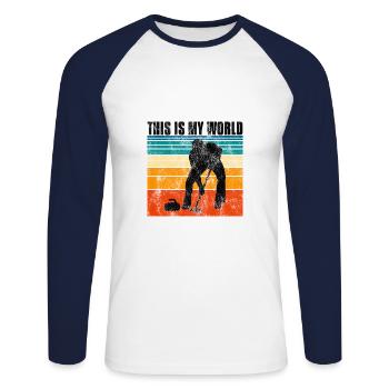 Curling is my world Curler Eisstockschießen - Unisex Long Sleeve Baseball T-Shirt - white/navy - Front - Nik (191cm)