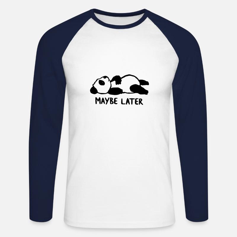 Maybe later Teddy - Unisex Baseballshirt langarm - Weiß/Navy
