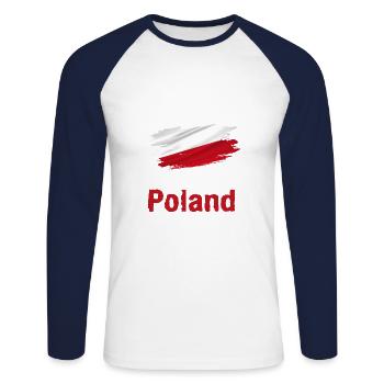 Flag Patriot Gift Home Country Flag Pologne - T-shirt baseball manches longues Homme - blanc/marine - Devant - Nik (191cm)