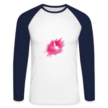 Farbe Klecks Spritzer Maler Geschenk bunt paint - Unisex Baseballshirt langarm - Weiß/Navy - Vorne - Nik (191cm)