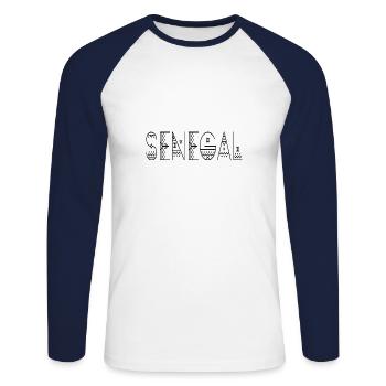 Senegal - Unisex Long Sleeve Baseball T-Shirt - white/navy - Front - Nik (191cm)