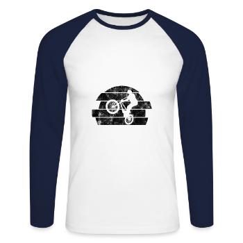 BMX Bike Bike Retro Gift Bicycle Motocross - Unisex Long Sleeve Baseball T-Shirt - white/navy - Front - Nik (191cm)