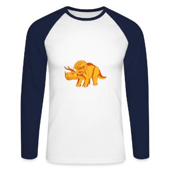 Triceratops dinosaur - Unisex Long Sleeve Baseball T-Shirt - white/navy - Front - Nik (191cm)