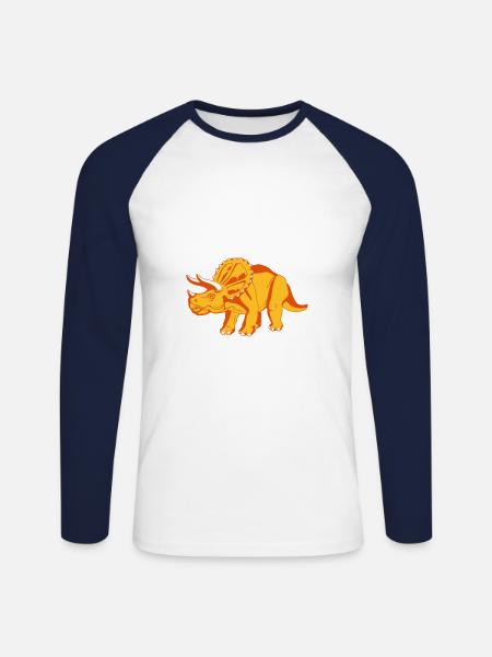 Triceratops dinosaur - Unisex Long Sleeve Baseball T-Shirt - white/navy
