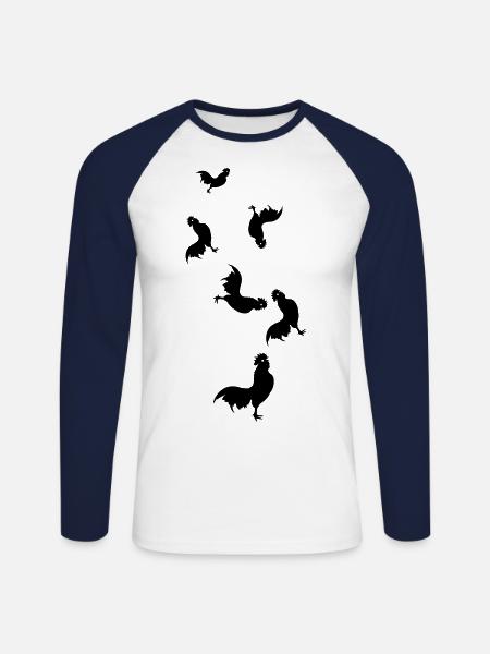 Hahn Tier silhouette - Unisex Baseballshirt langarm - Weiß/Navy