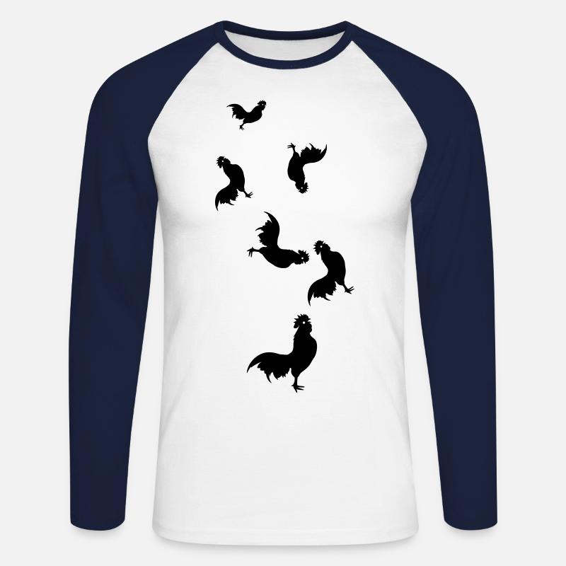 Hahn Tier silhouette - Unisex Baseballshirt langarm - Weiß/Navy