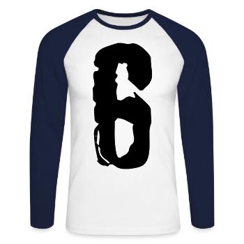 Maillot numéro 6 - T-shirt baseball manches longues Homme - blanc/marine - Devant - Nik (191cm)