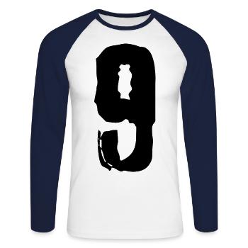 Maillot à 9 chiffres - T-shirt baseball manches longues Homme - blanc/marine - Devant - Nik (191cm)