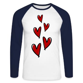 Hearts Love Symbol - Unisex Long Sleeve Baseball T-Shirt - white/navy - Front - Nik (191cm)