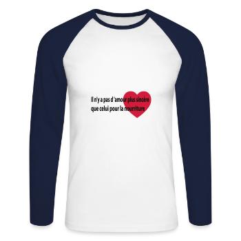 amour sincere nourriture - T-shirt baseball manches longues Homme - blanc/marine - Devant - Nik (191cm)