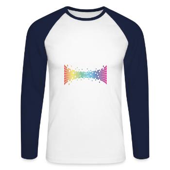 L'amour pour tous! Le monde est coloré! Cadeau LGBT - T-shirt baseball manches longues Homme - blanc/marine - Devant - Nik (191cm)