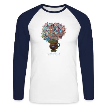 fantastische Vase 2017 - Unisex Baseballshirt langarm - Weiß/Navy - Vorne - Nik (191cm)