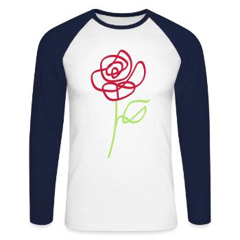 Rose - Unisex Baseballshirt langarm - Weiß/Navy - Vorne - Nik (191cm)