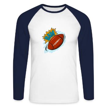 Football - Unisex Baseballshirt langarm - Weiß/Navy - Vorne - Nik (191cm)