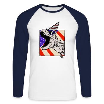 American Dinosaur - Unisex Long Sleeve Baseball T-Shirt - white/navy - Front - Nik (191cm)